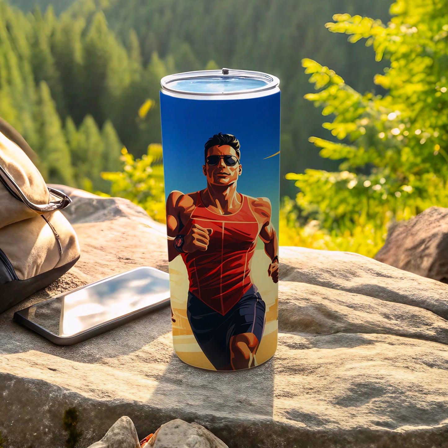 Man Running Mountain Landscape Artwork Tumbler product type