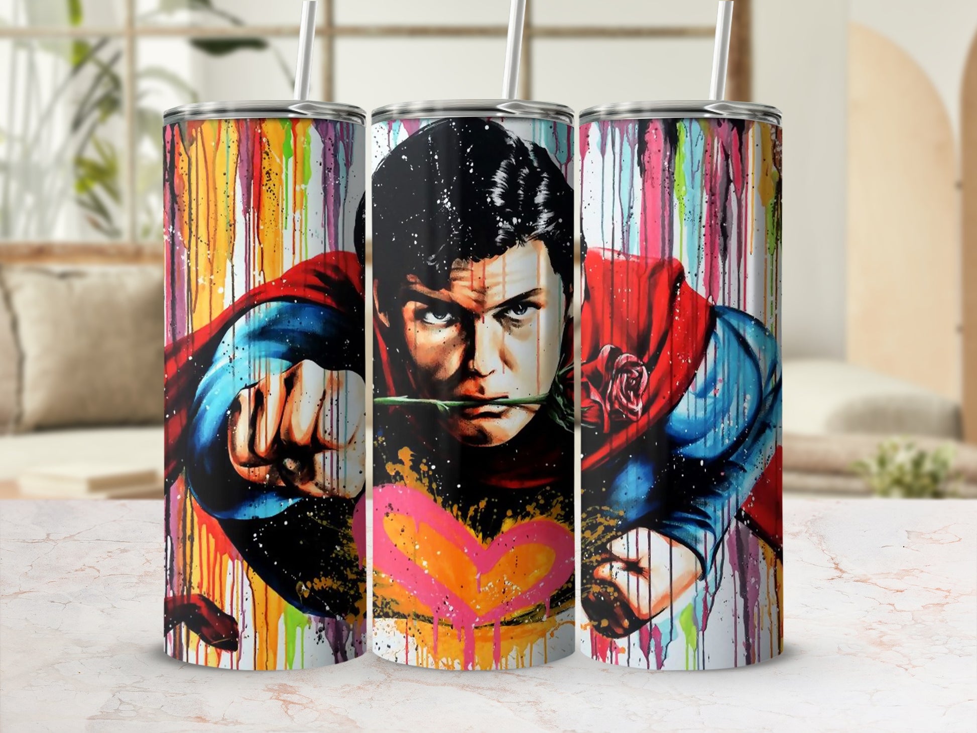 Abstract Hero Design Tumbler Colorful Drip Paint Product Type