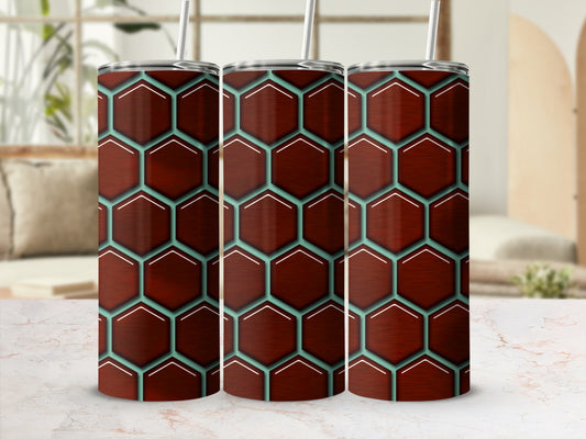 Dark Brown Teal Hexagon Pattern Tumbler product type