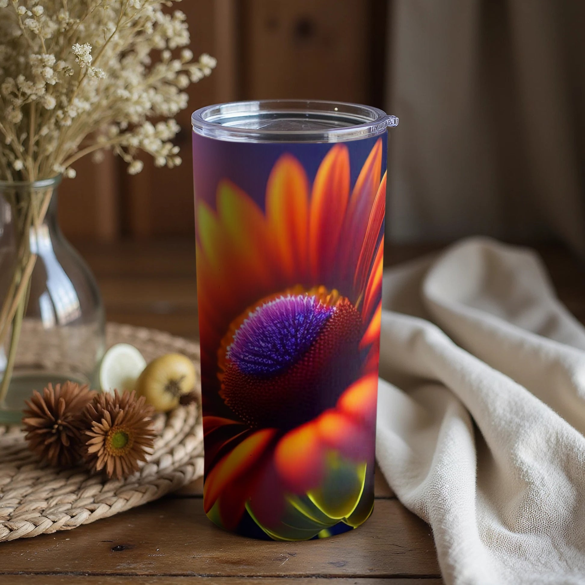 Bright Colorful Floral Design High-Grade Insulated Tumbler