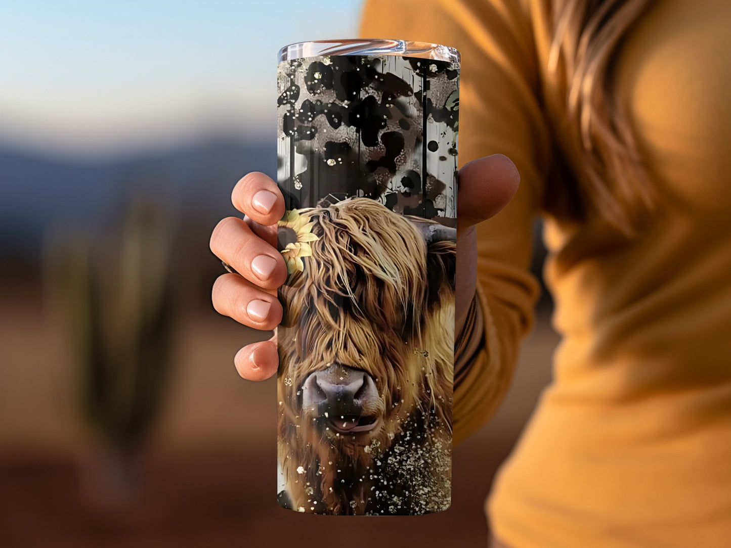 Highland Cow Art Print Travel Tumbler for Coffee Lovers