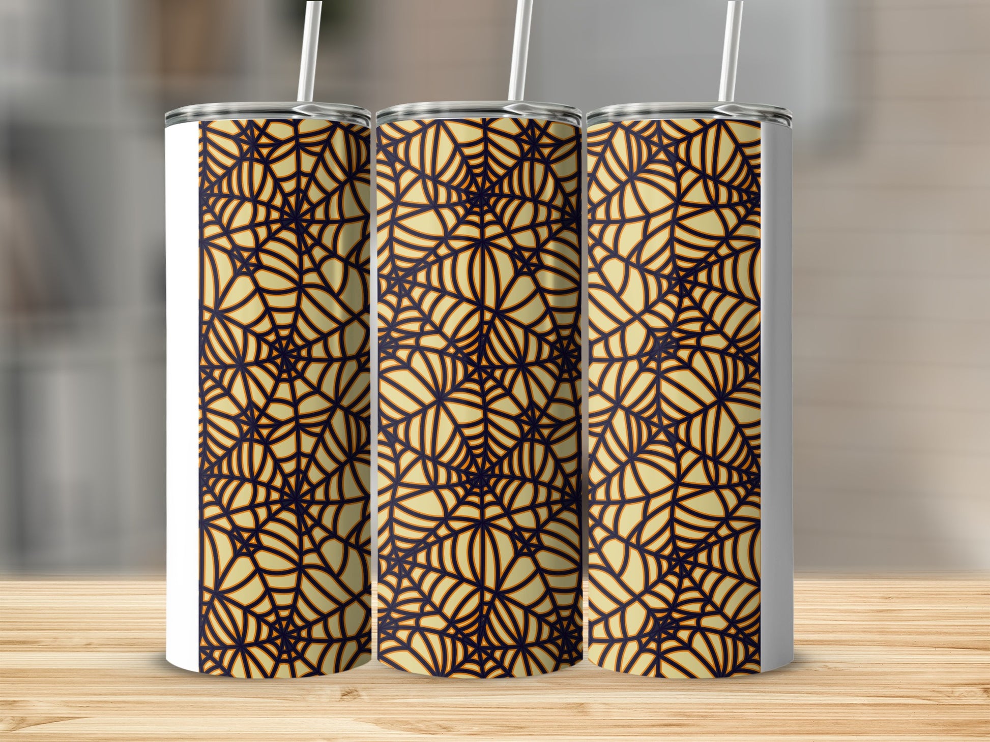Creepy Spider Web Dark Orange Beige Tumbler product type