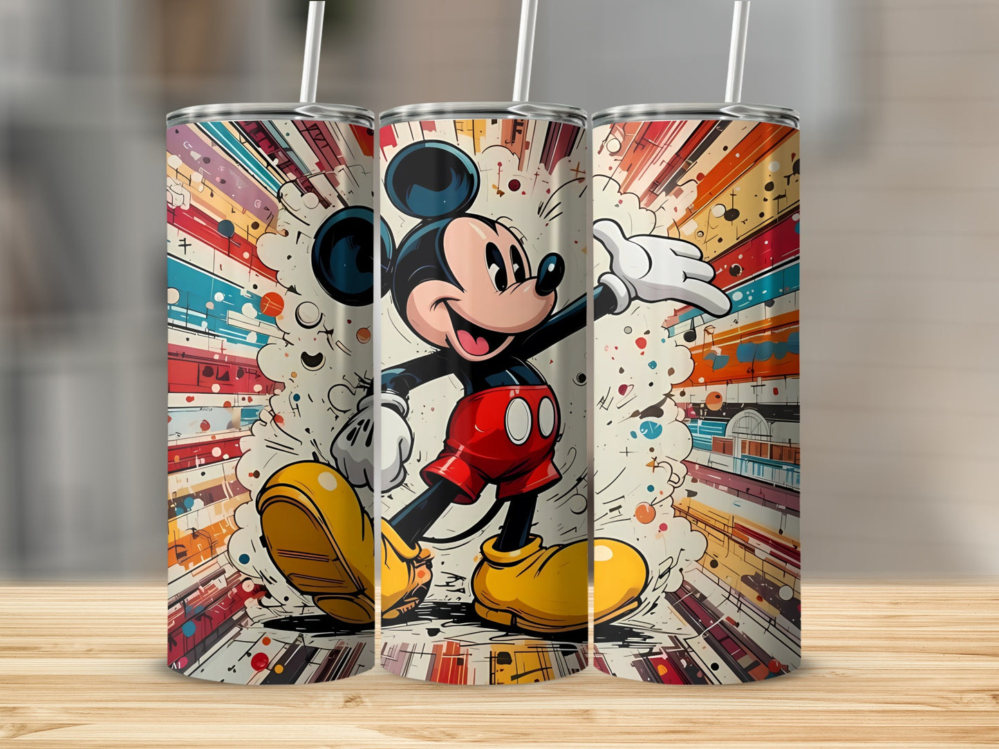 Colorful Mickey Mouse Art Insulated Tumbler Cup