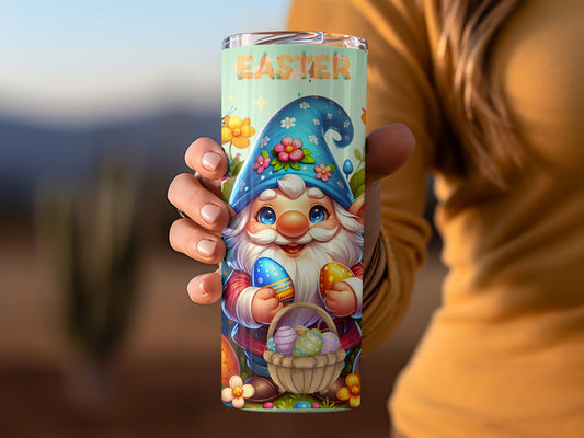Cute Easter Gnome Tumbler with Colorful Egg Basket