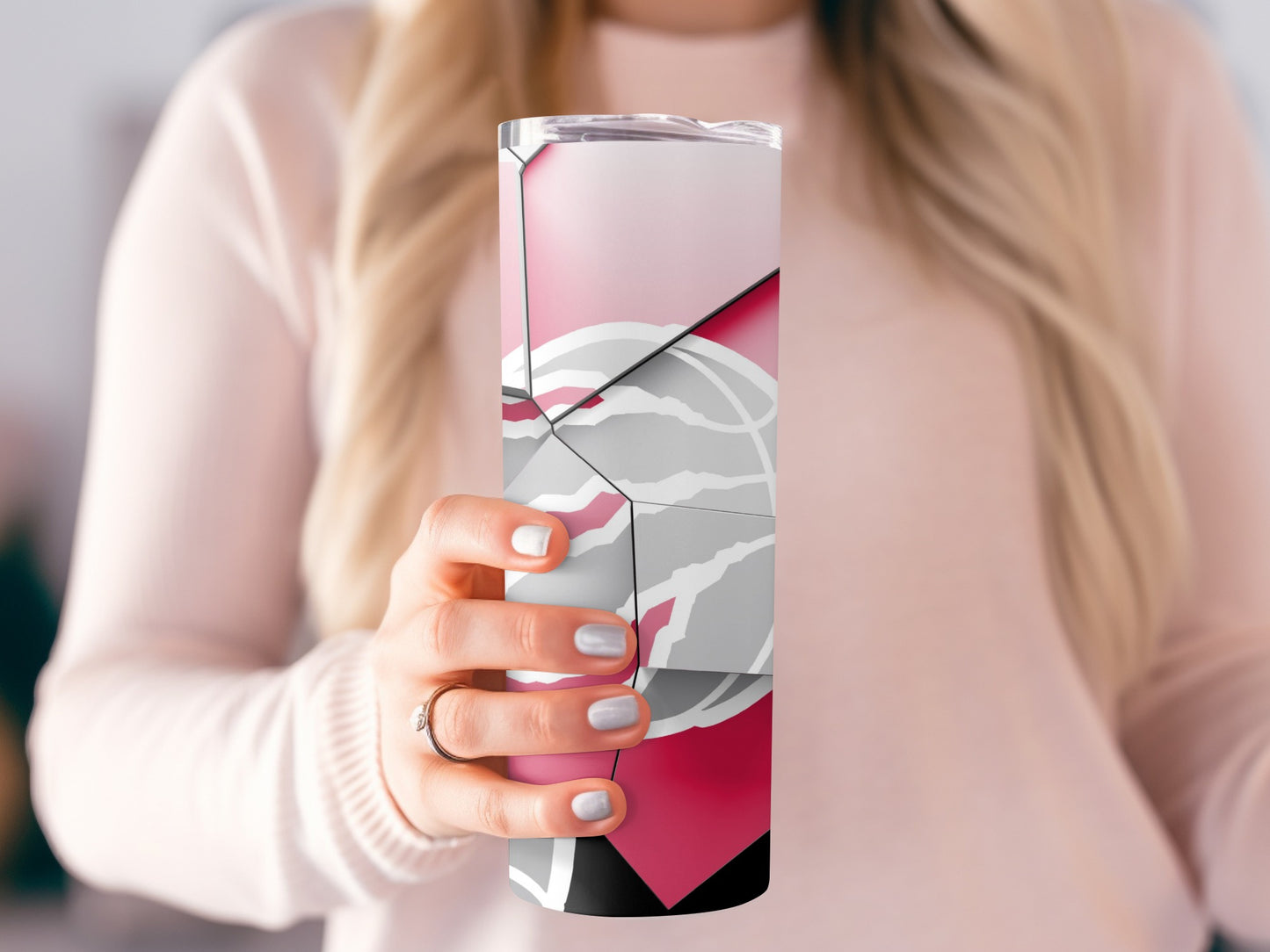 Pink And Gray Globe Pattern Abstract Tumblers