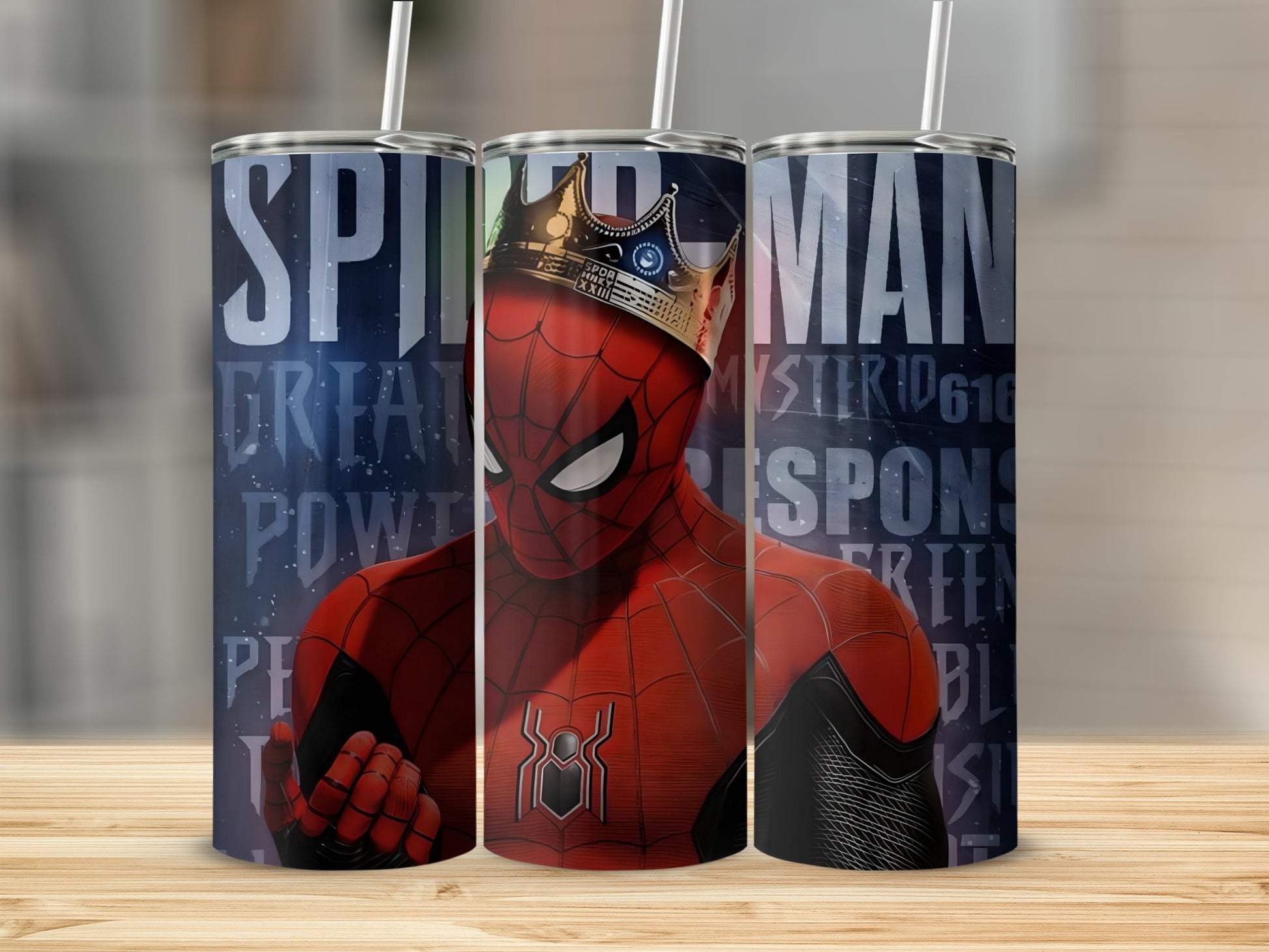 Spider-Man Tumbler with Crown Design Flask