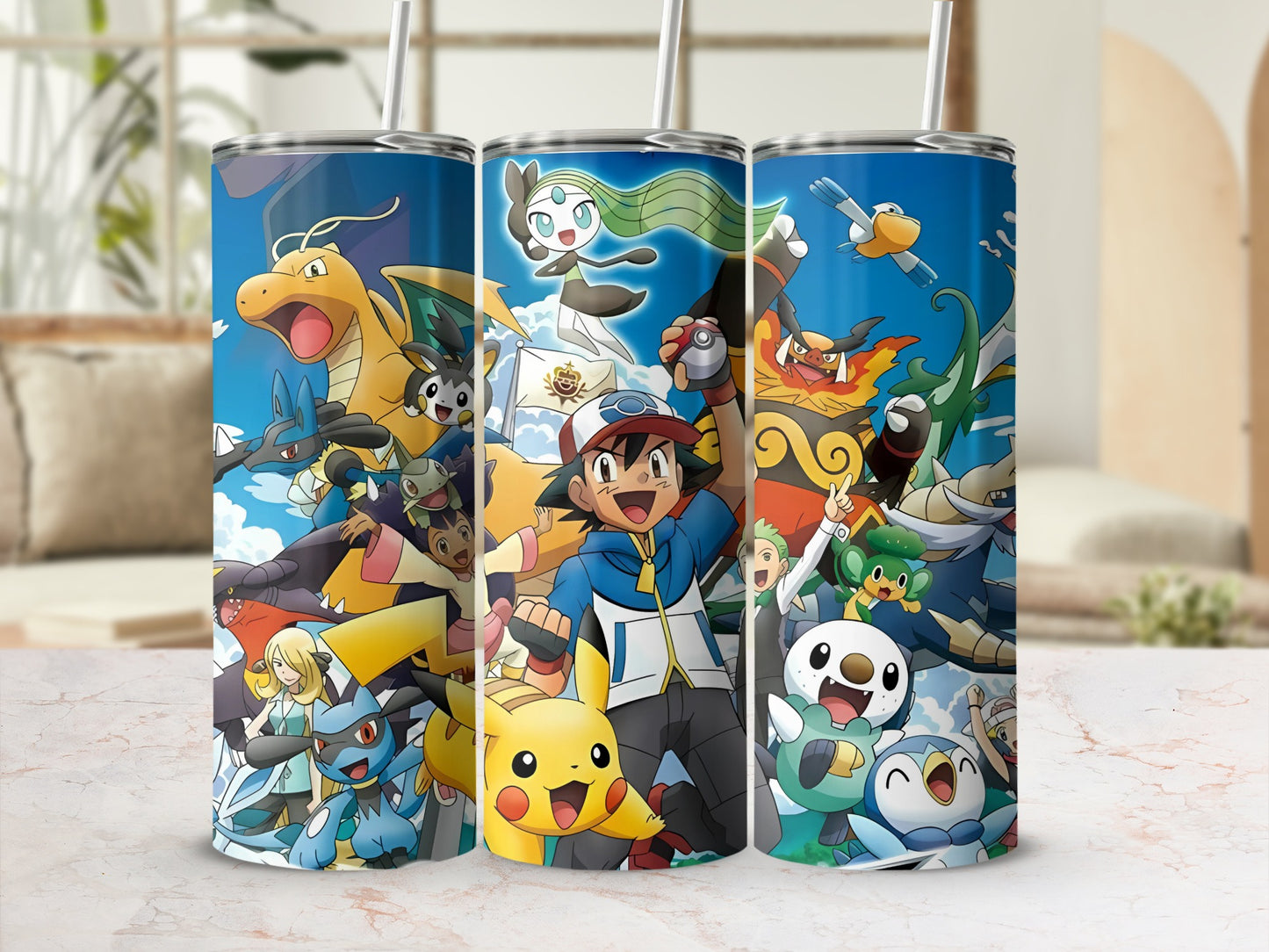 Colorful Pokémon Adventure Artwork Tumbler Cup