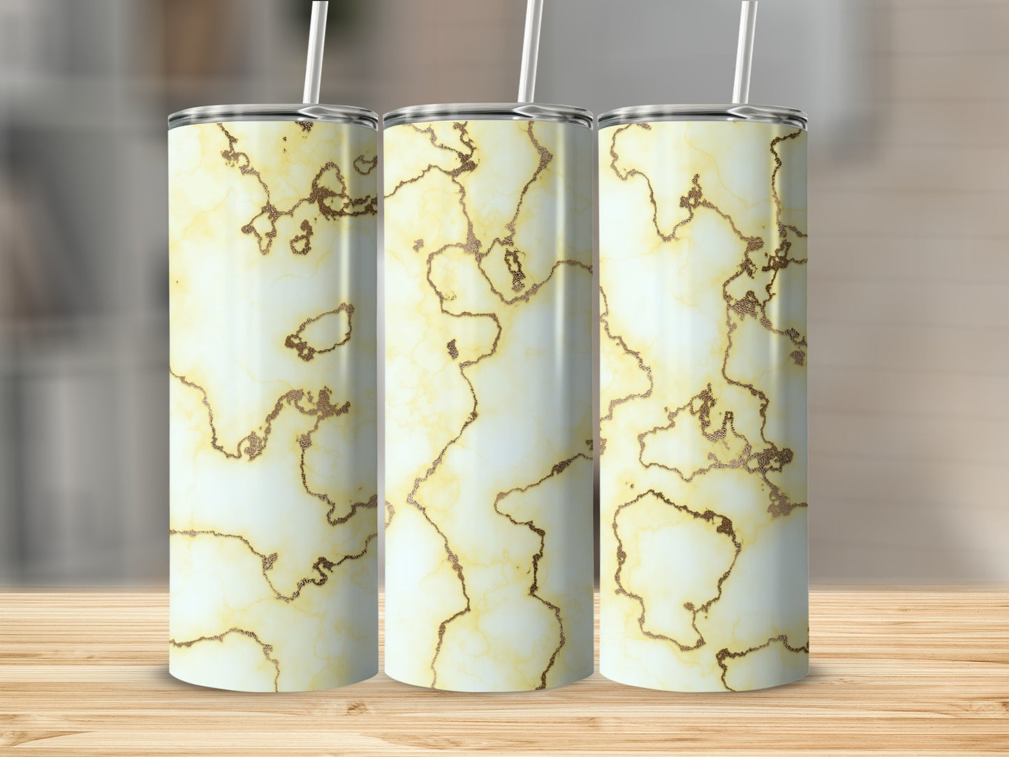 Gold Veined Marble on White Background Tumblers