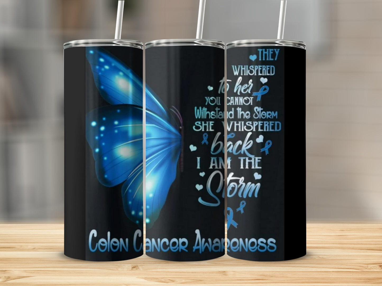 Colon Cancer Awareness Butterfly Tumbler Cup