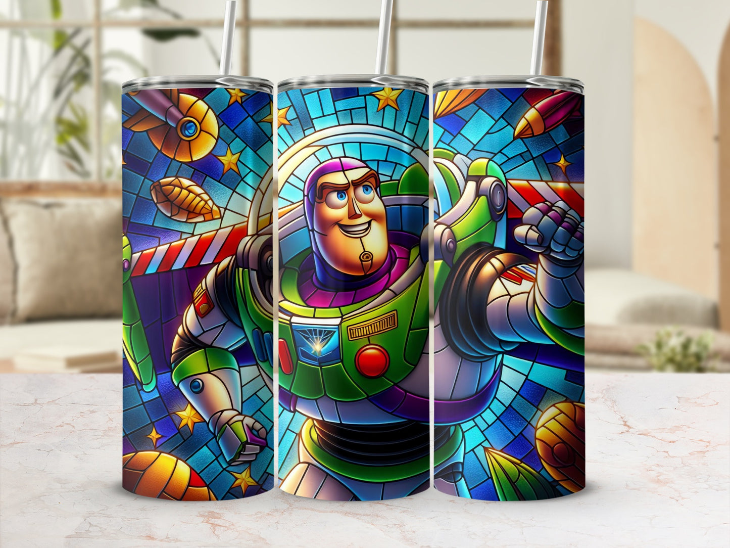 Colorful Astronaut Themed Patterned Tumbler Product