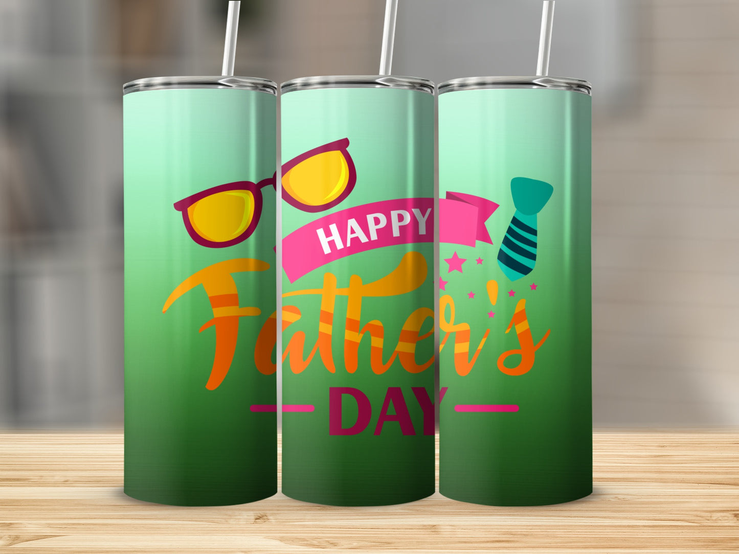Happy Father's Day Tumbler with Sunglasses and Tie Design