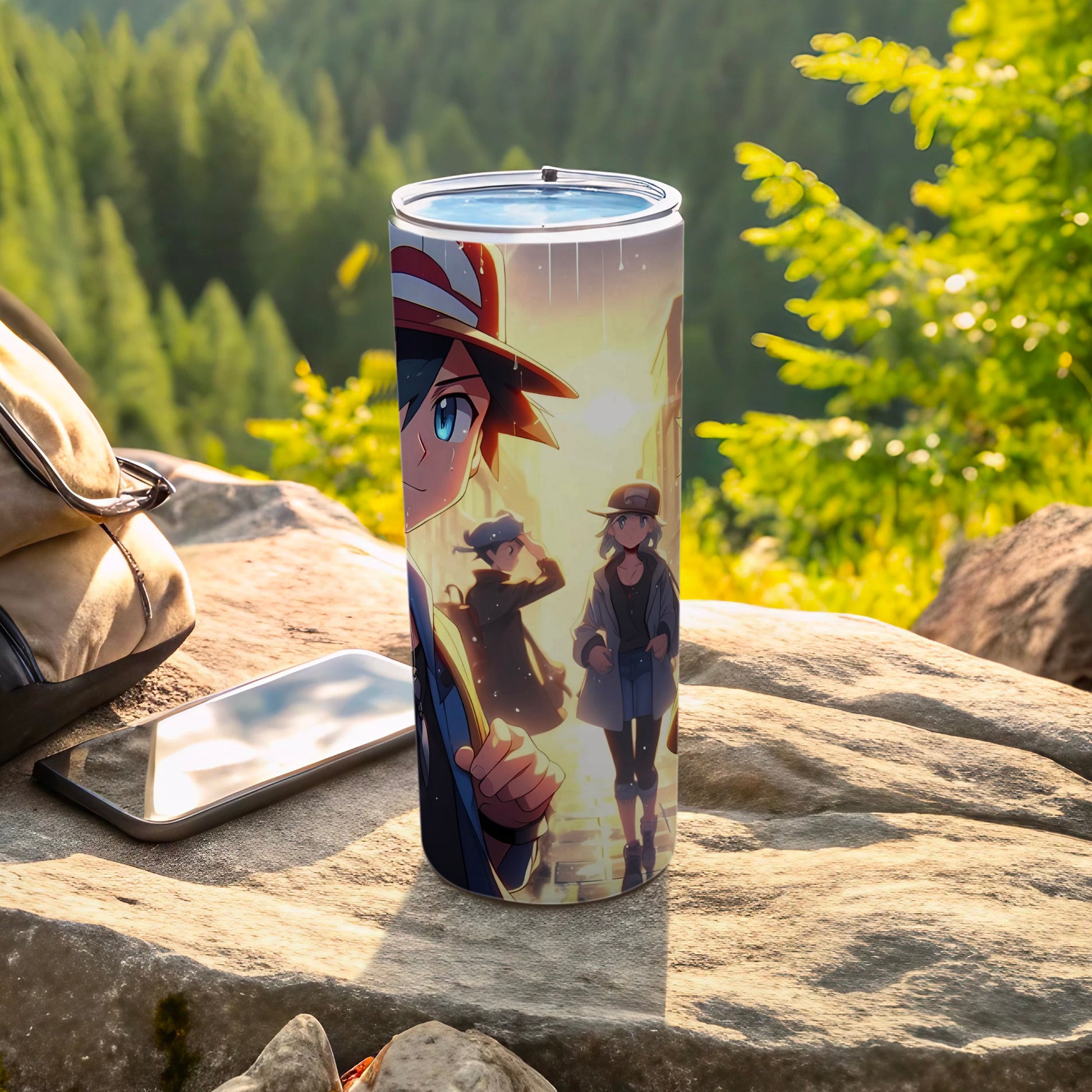 Travel Tumbler with Adventure Anime Characters Design
