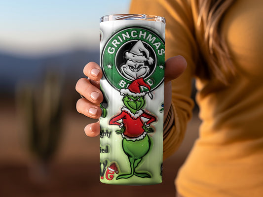 GRINCHMAS BAD NAUGHTY OR NICE RED SANTA TUMBLER CUP