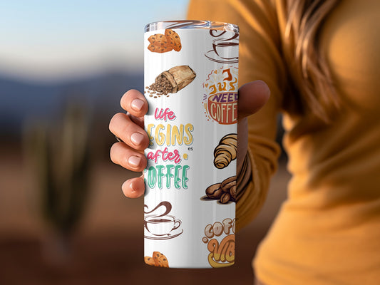 Life Begins After Coffee Vibes Tumbler