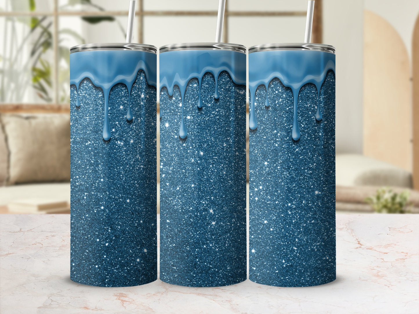 Shiny Blue Sparkling Drip Design Tumbler product