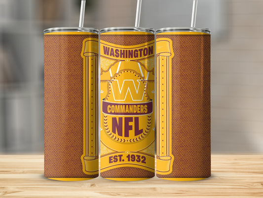 Washington Commanders Logo EST 1932 NFL Design Tumbler