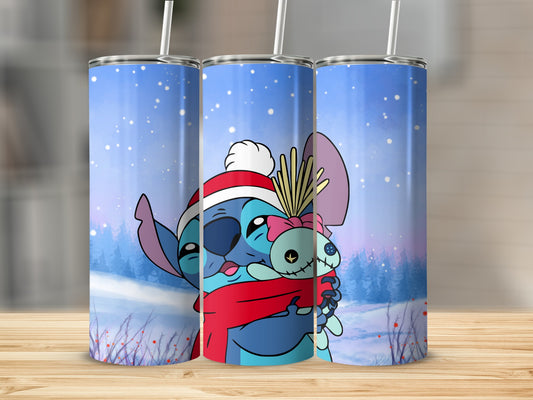 Cute Festive Alien Character Hugging Doll Tumbler