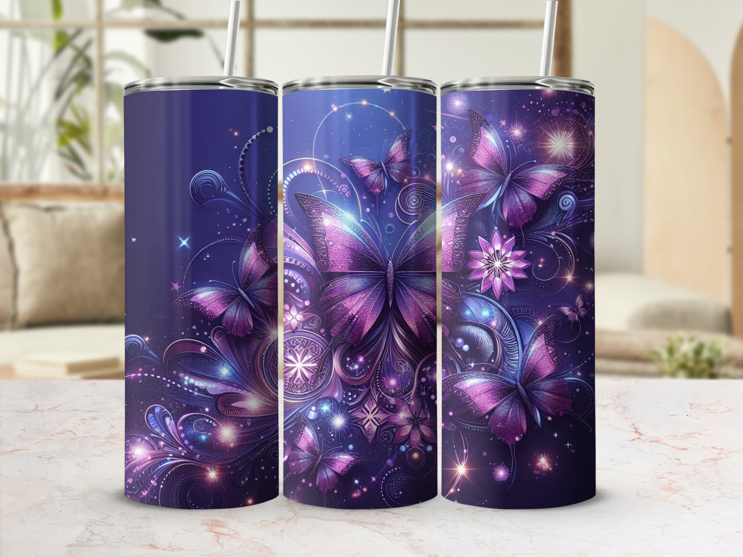 Purple Butterfly Cosmic Sparkle Tumbler product type