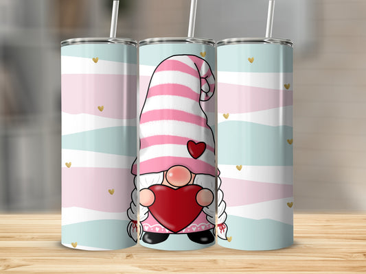 Cute Gnome Holding Heart Design Valentine's Day Tumbler