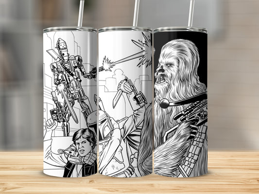 Star Wars Characters Black White Line Art Tumbler product type