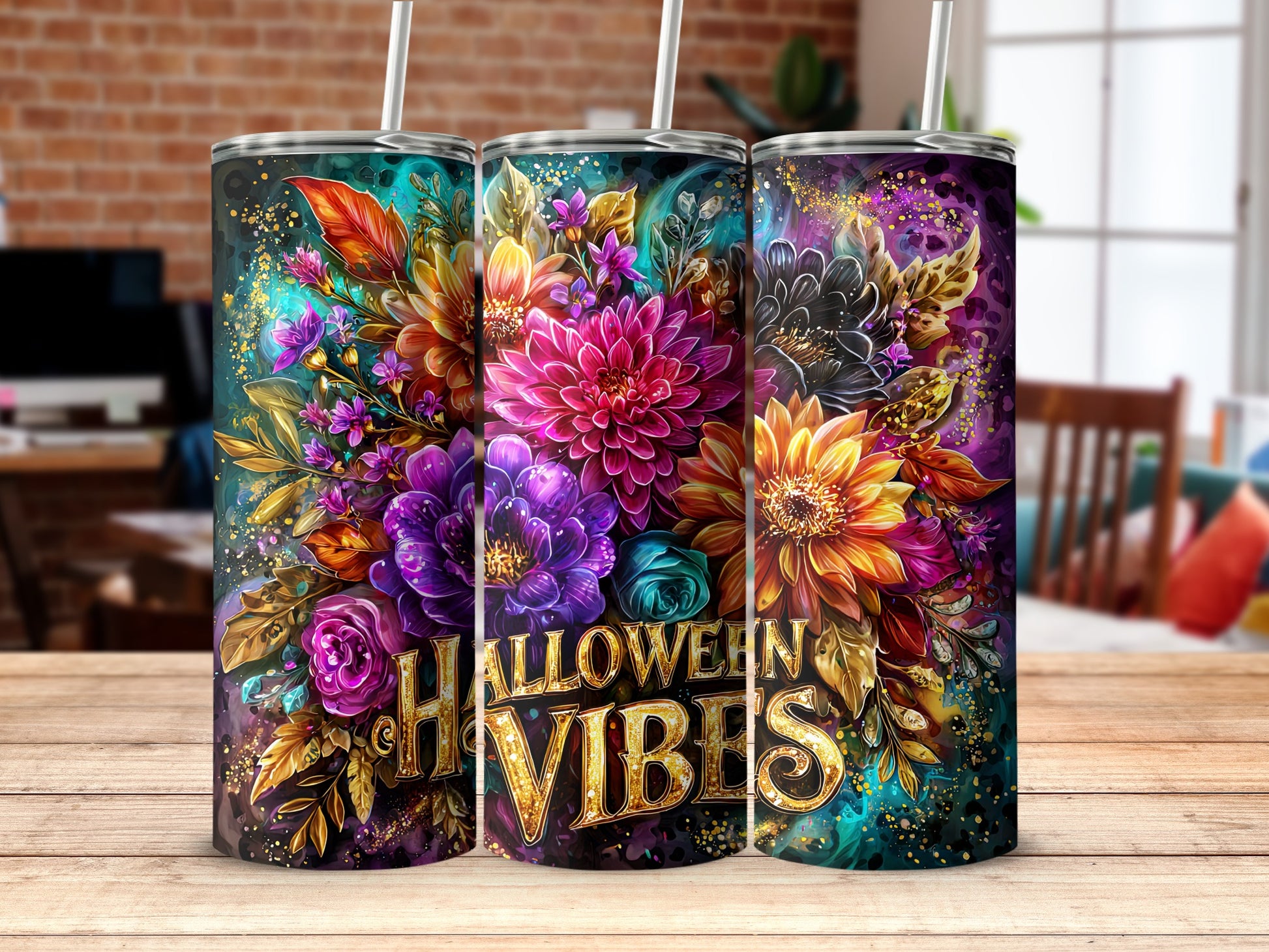Halloween Vibes Floral Design Insulated Drinkware