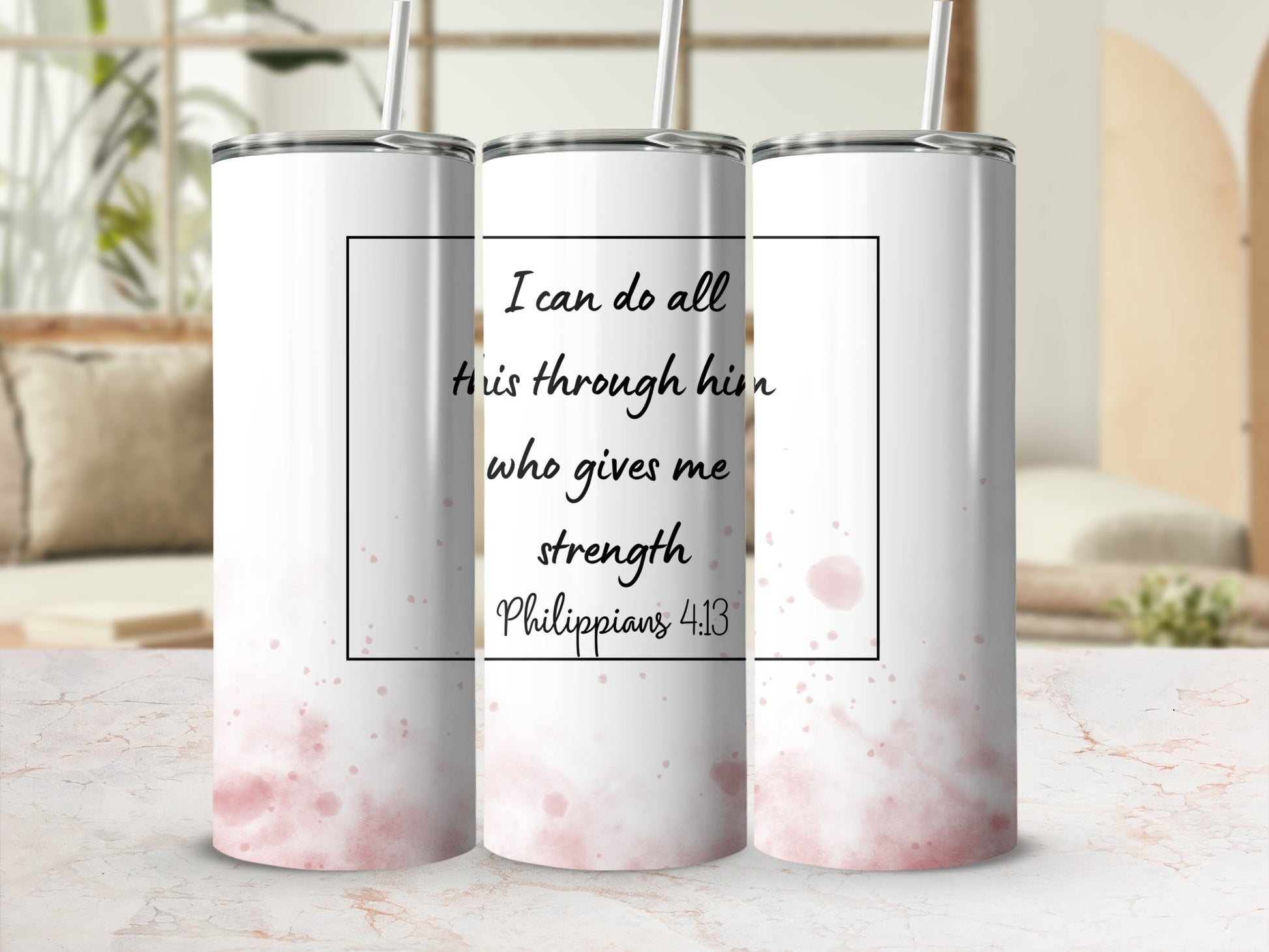 Philippians 4:13 Motivational Quote Tumbler 20oz
