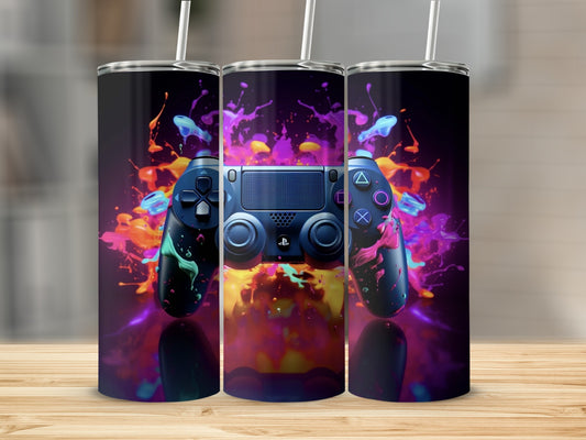 Vibrant Gaming Controller Design Stainless Steel Tumbler