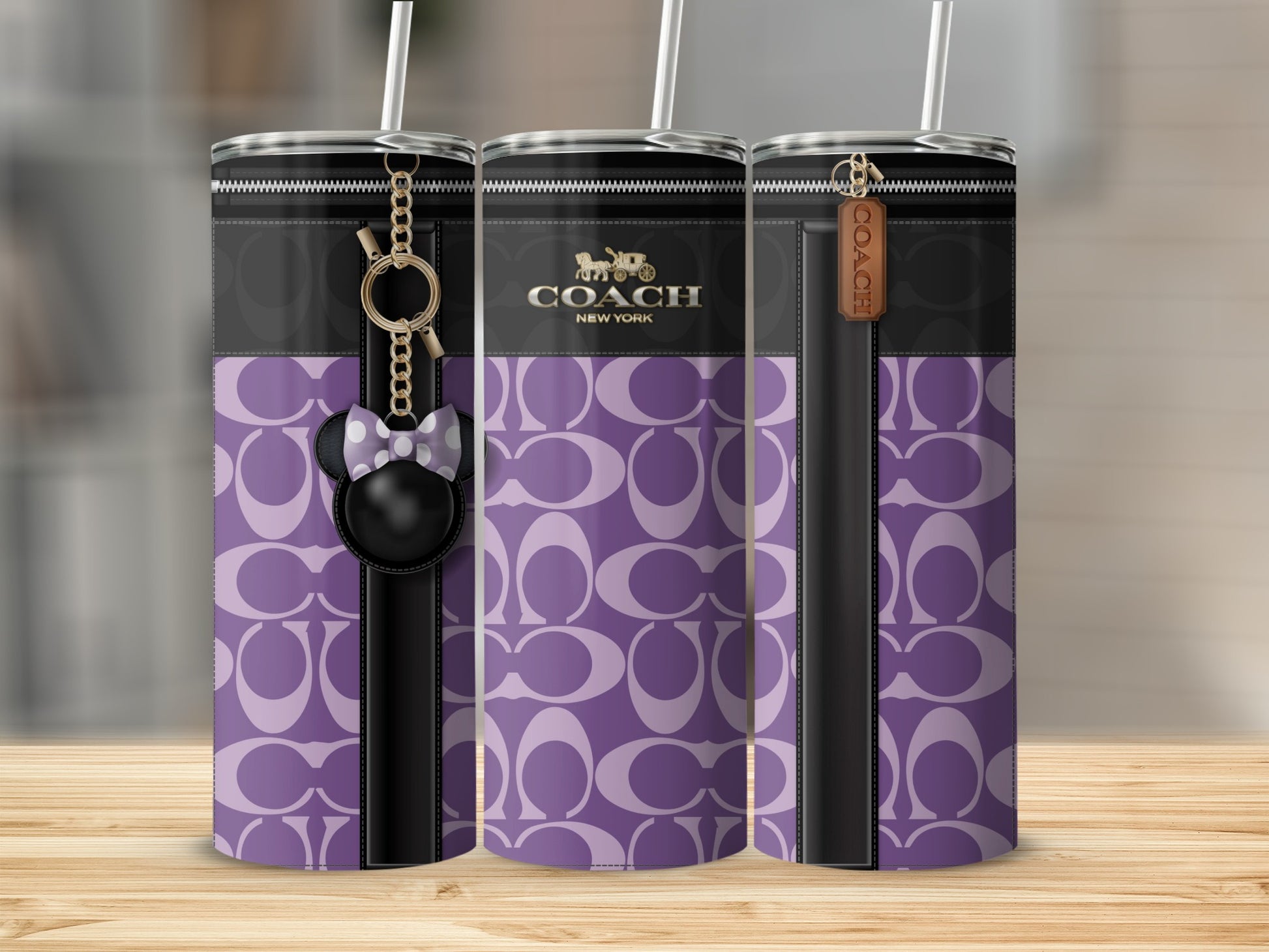 Stylish Coach New York Purple Pattern Tumbler