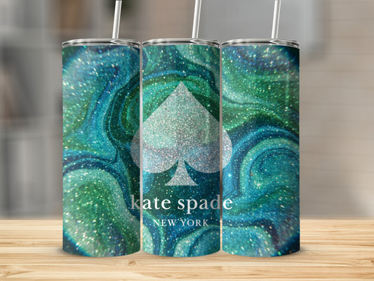 Inspired By Fabulous Kate Spade New York Spade Glitter Green and Blue Tumblers