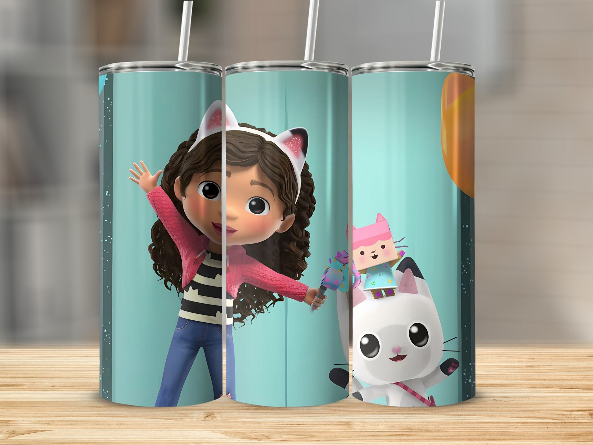 Animated Character with Cat Design Insulated Tumbler