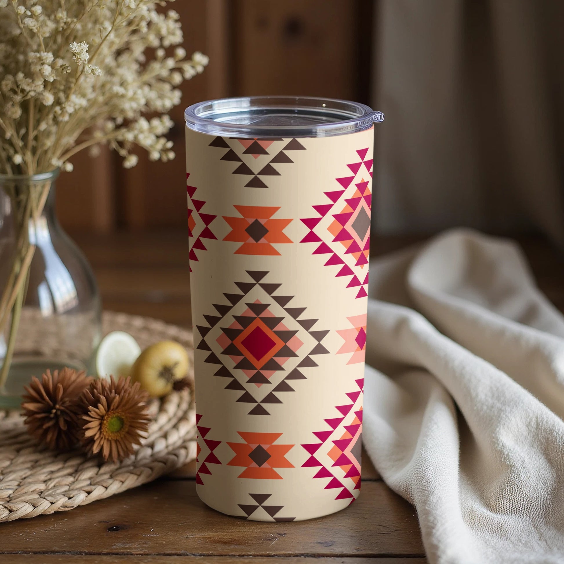 Colorful Aztec Geometric Pattern on Tumbler Drinkware