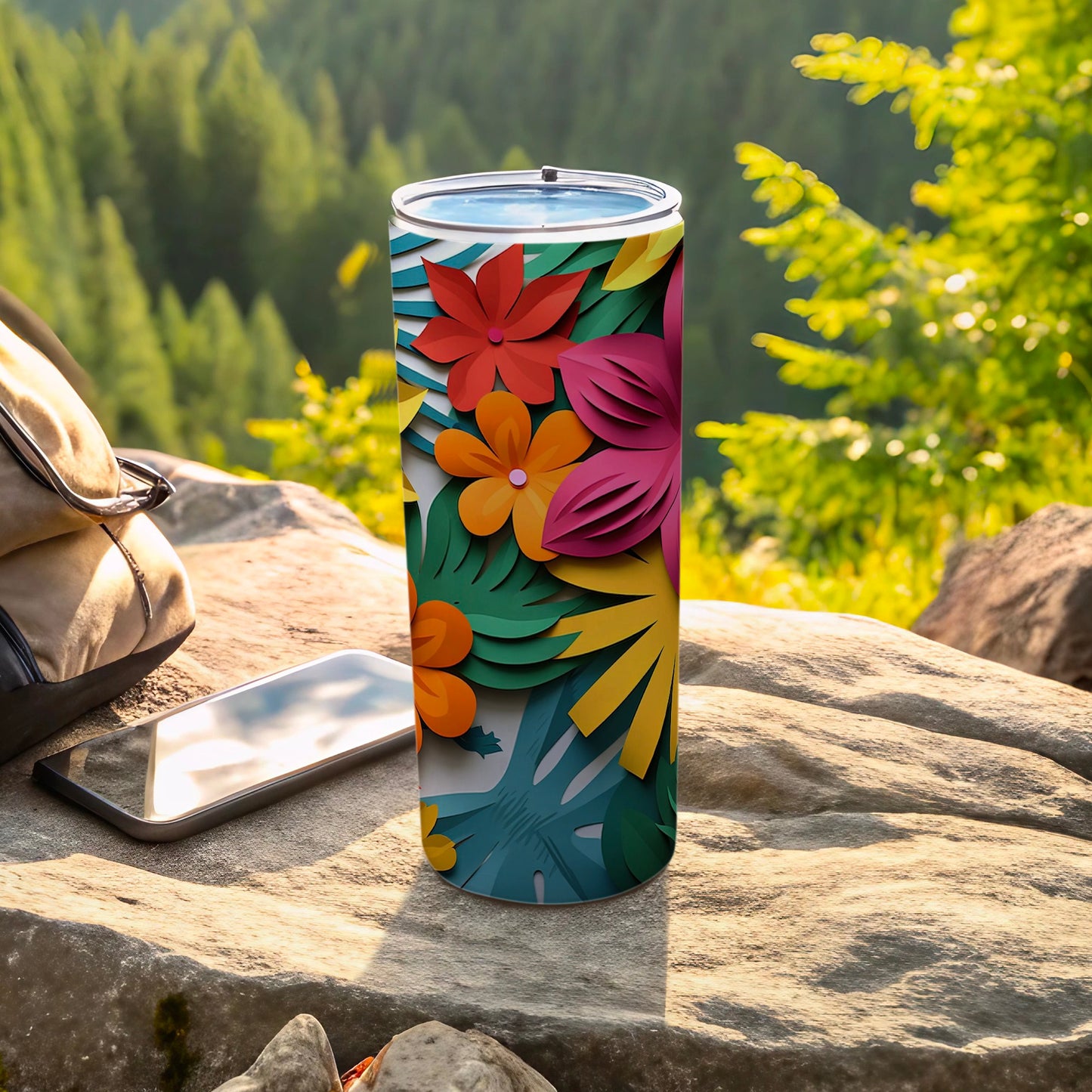 Vibrant Tropical Floral Design Insulated Tumbler Product