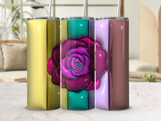 Glossy Fuchsia Rose Floral Design Abstract Tumbler product type
