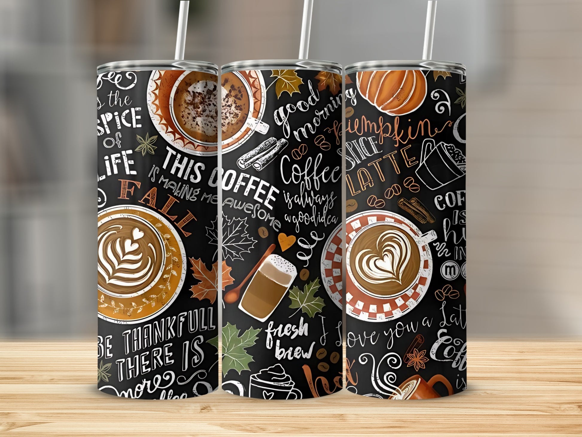 Fall Coffee Latte Artwork Tall Tumblers Product