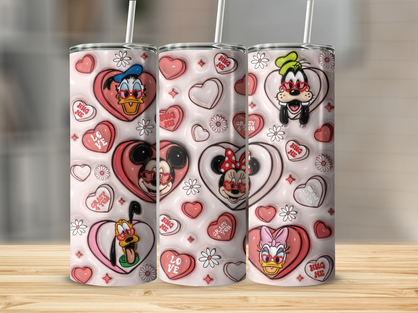 Love Hearts Cartoon Character Tumbler