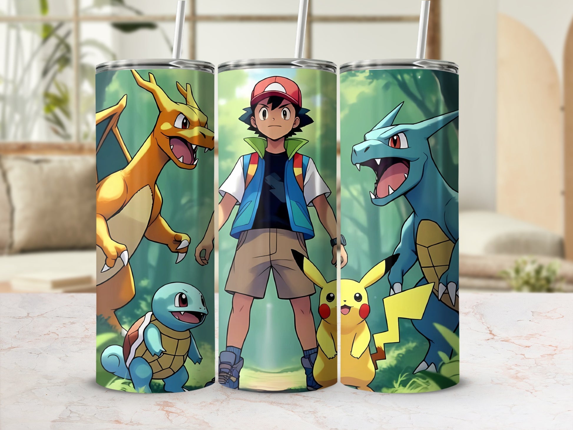 Vibrant Pokémon Tumbler Featuring Iconic Characters