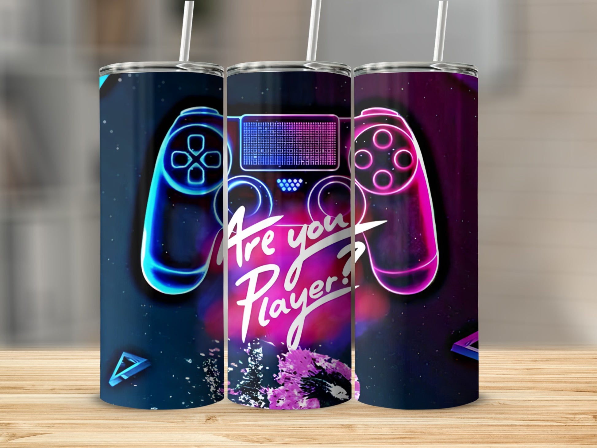Neon controller graphic with "Are you Player?" text on a dark background.