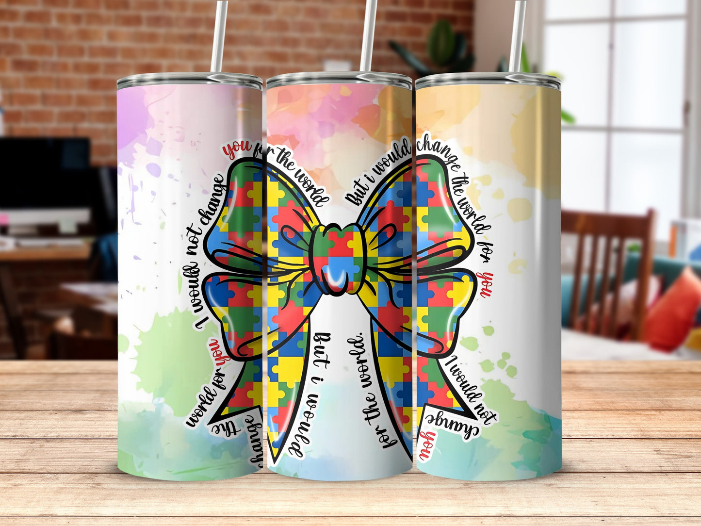 Colorful Inspirational Puzzle Bow Tumbler