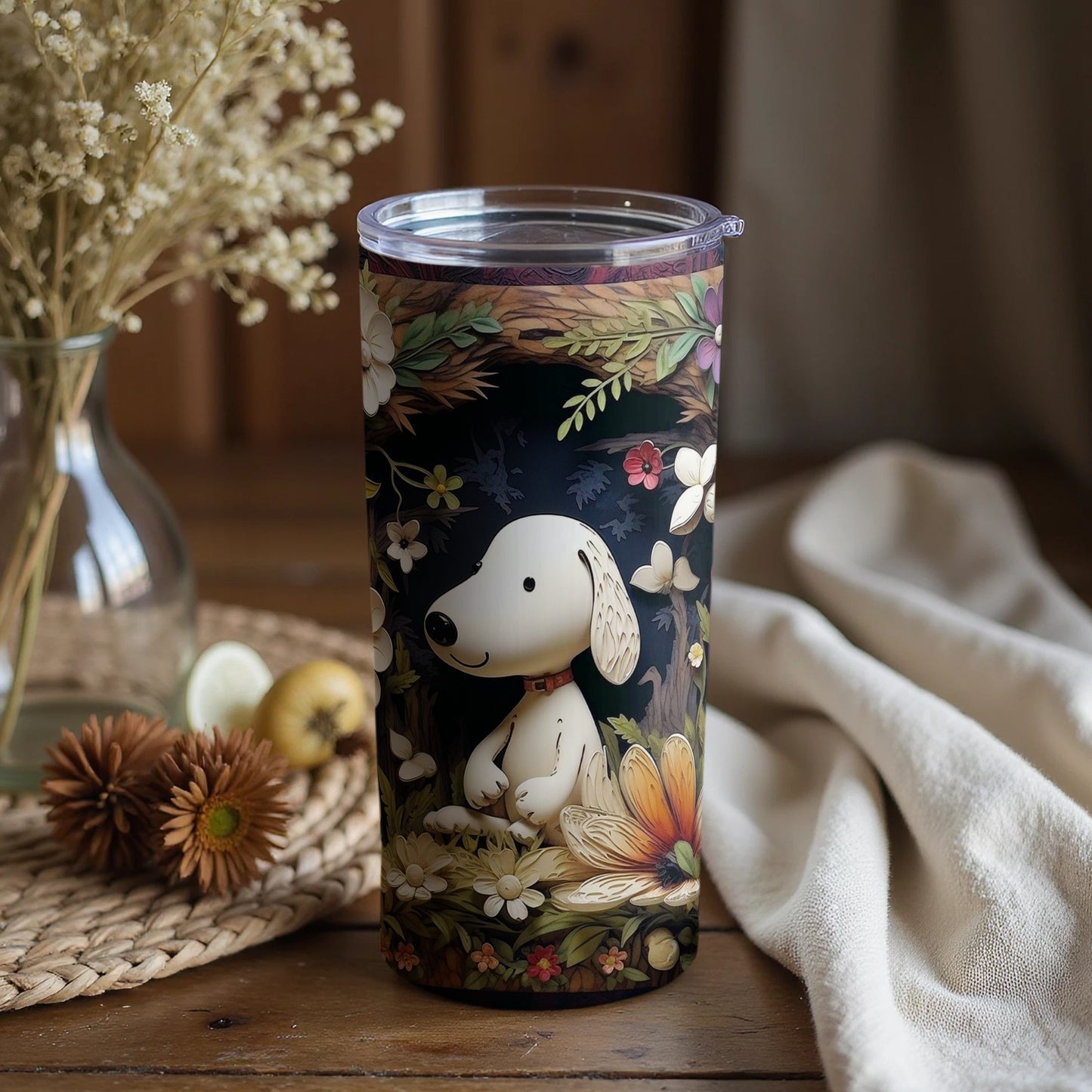 Adorable Floral Dog Design Tumbler for Everyday Use
