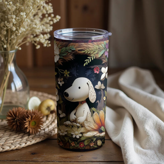Adorable Floral Dog Design Tumbler for Everyday Use
