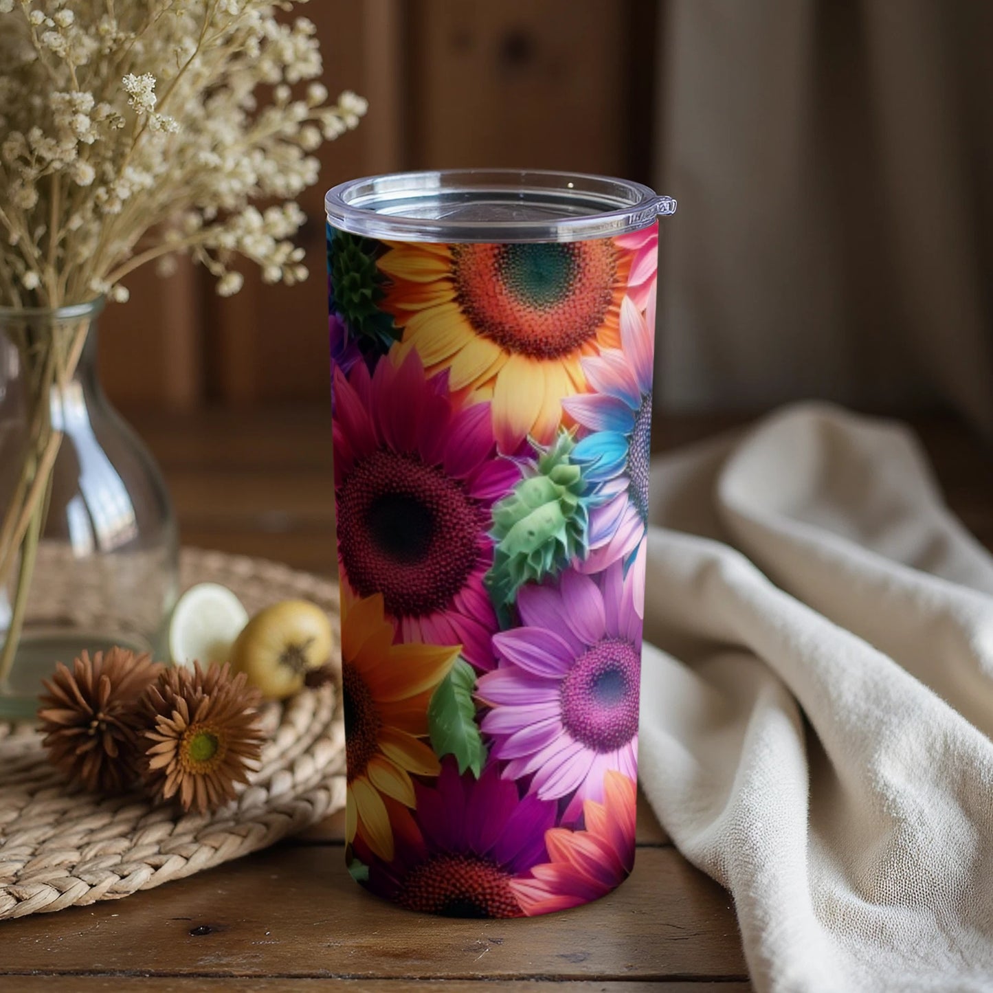 Vivid Floral Design Insulated Drink Tumbler