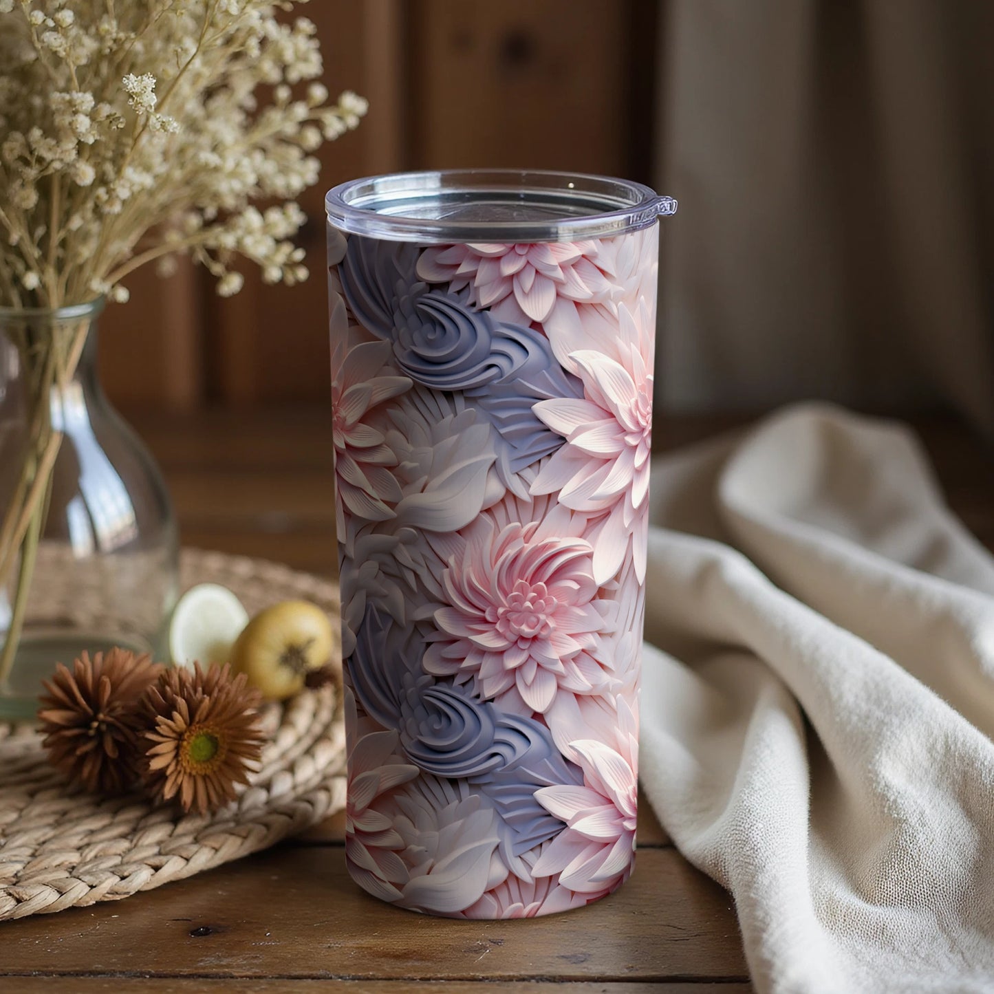 Floral Pattern Insulated Tumbler for Beverages