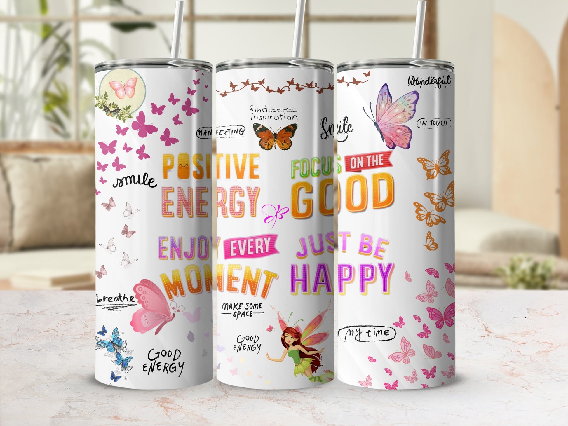 Positive Energy Motivational Quotes Tumbler Cup