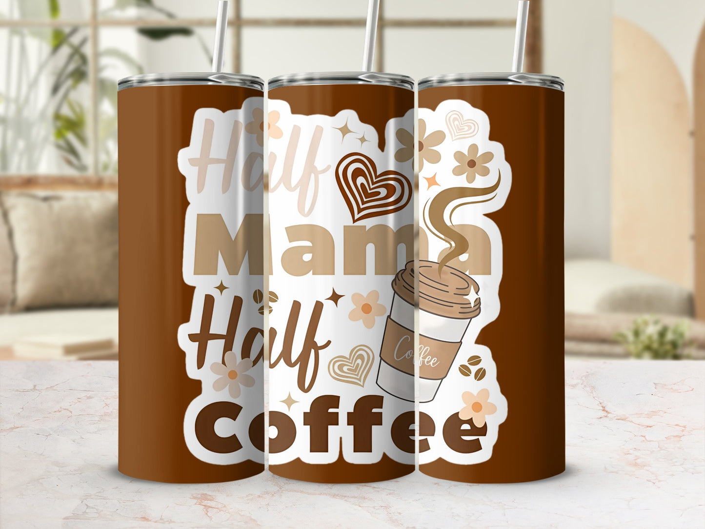 Half Mama Half Coffee Design Travel Mug Cup