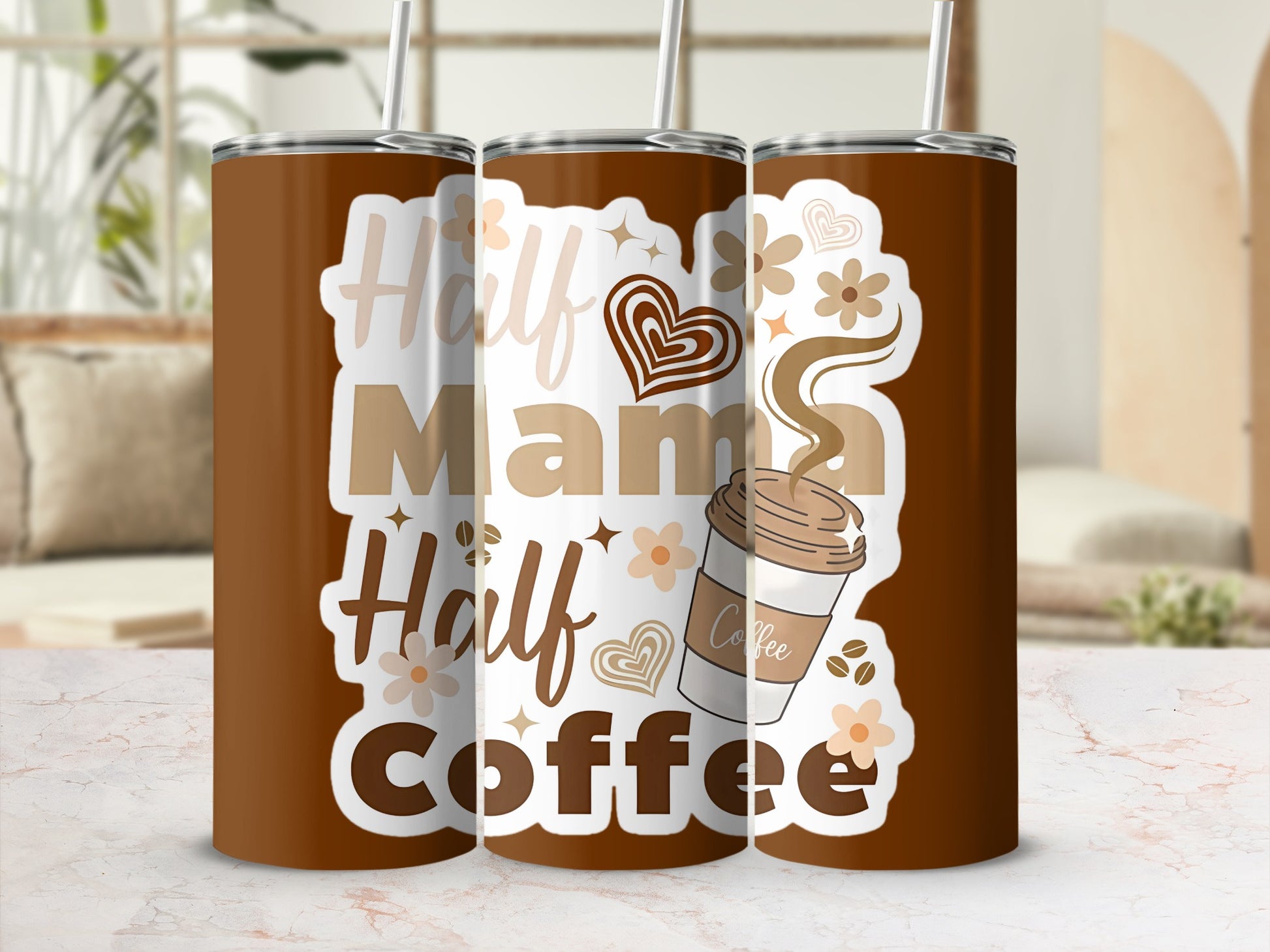 Half Mama Half Coffee Design Travel Mug Cup