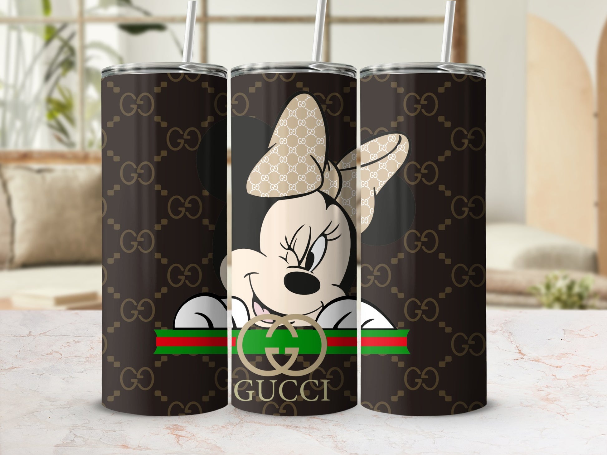 Stylish Minnie Mouse and GG Pattern Tumbler