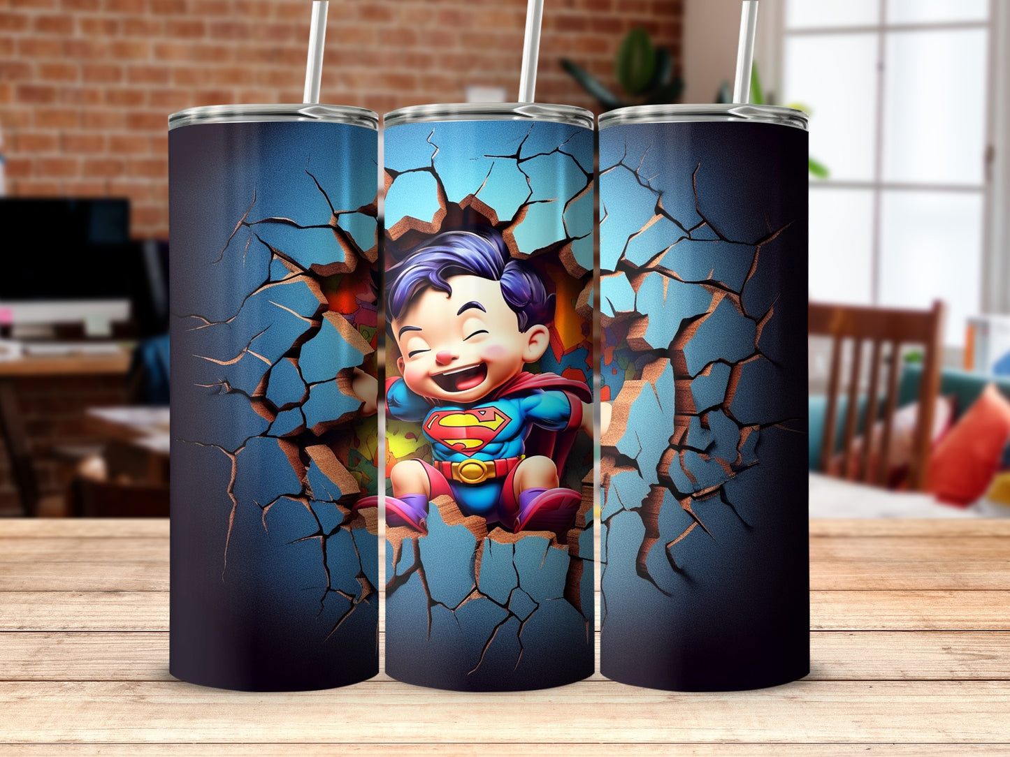 Baby Superhero Breaking Through Wall Tumbler