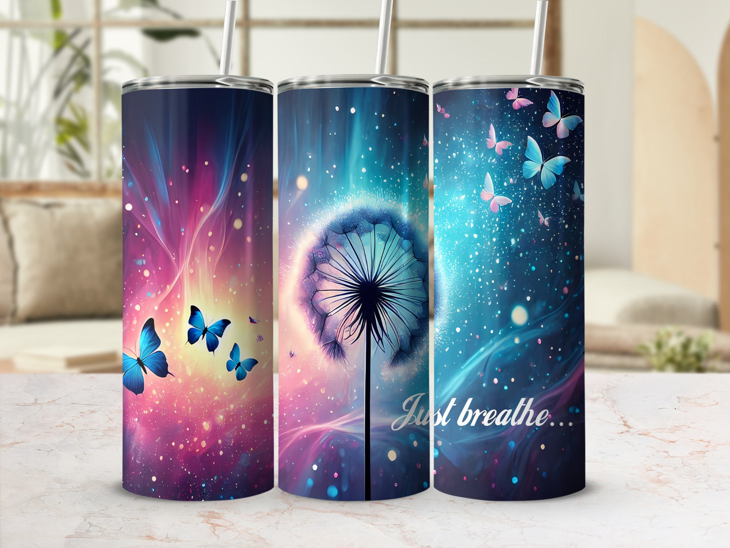 Ethereal Butterfly Dandelion Just Breathe Tumbler product type