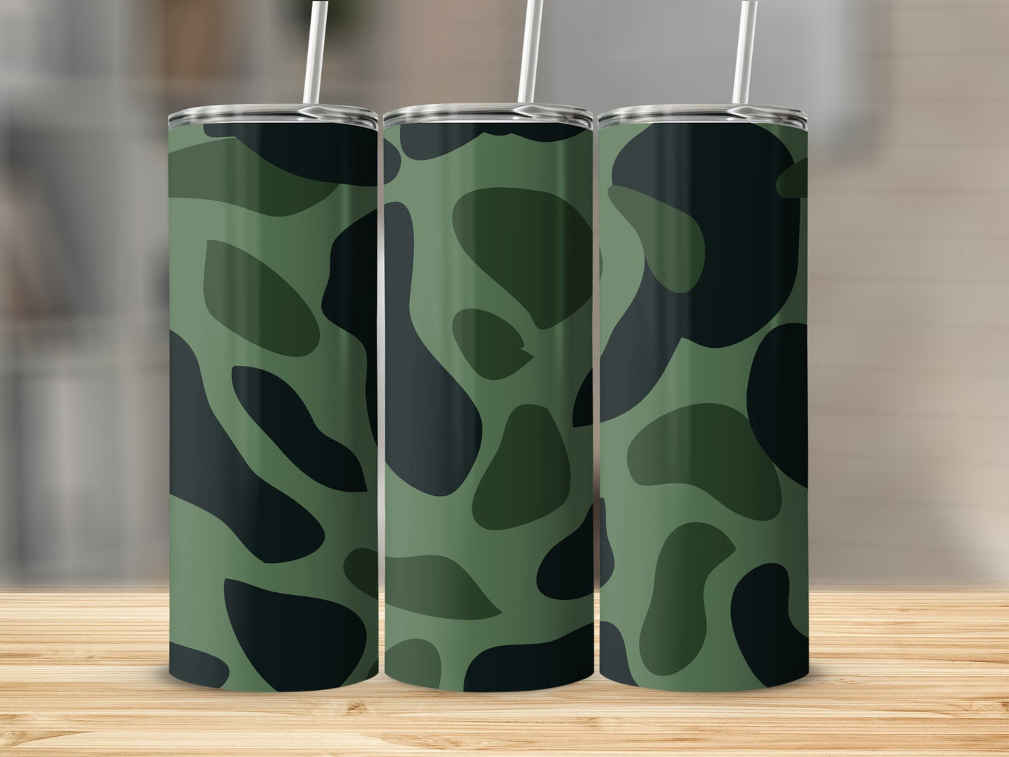 Green and Black Camouflage Pattern Drink Product