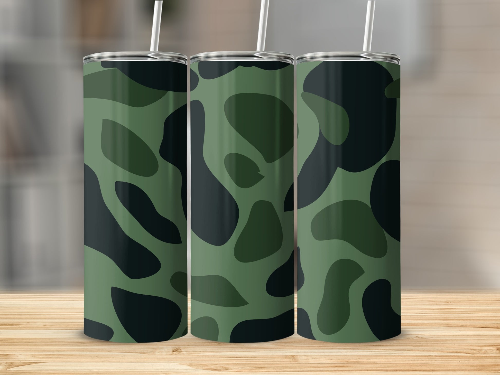 Green and Black Camouflage Pattern Drink Product